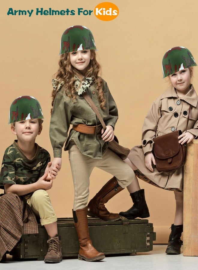 Cotiny 24 Pcs Kids Army Helmet Plastic Camouflage Hats Soldier Cap for Teen Halloween Costume Accessories Camo Party Supplies (Color Set 2) - Image 3